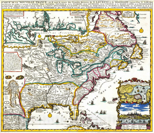Historic Map : 1732 Carte de la Nouvelle France : Vintage Wall Art