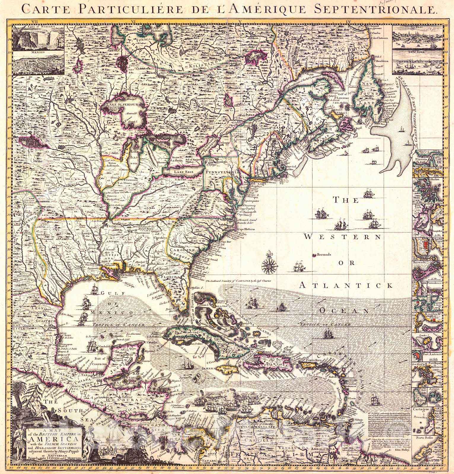 Historic Map : 1733 A Map of the British Empire in America : Vintage Wall Art