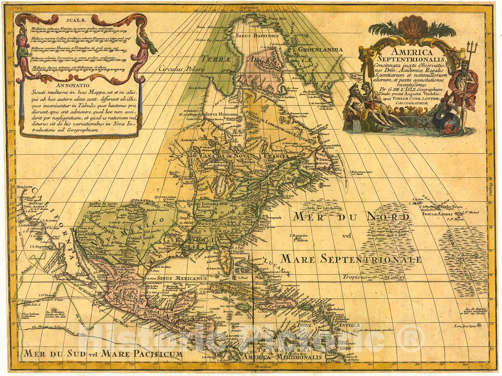 Historic Map : 1772 America Septentrionalis : Vintage Wall Art