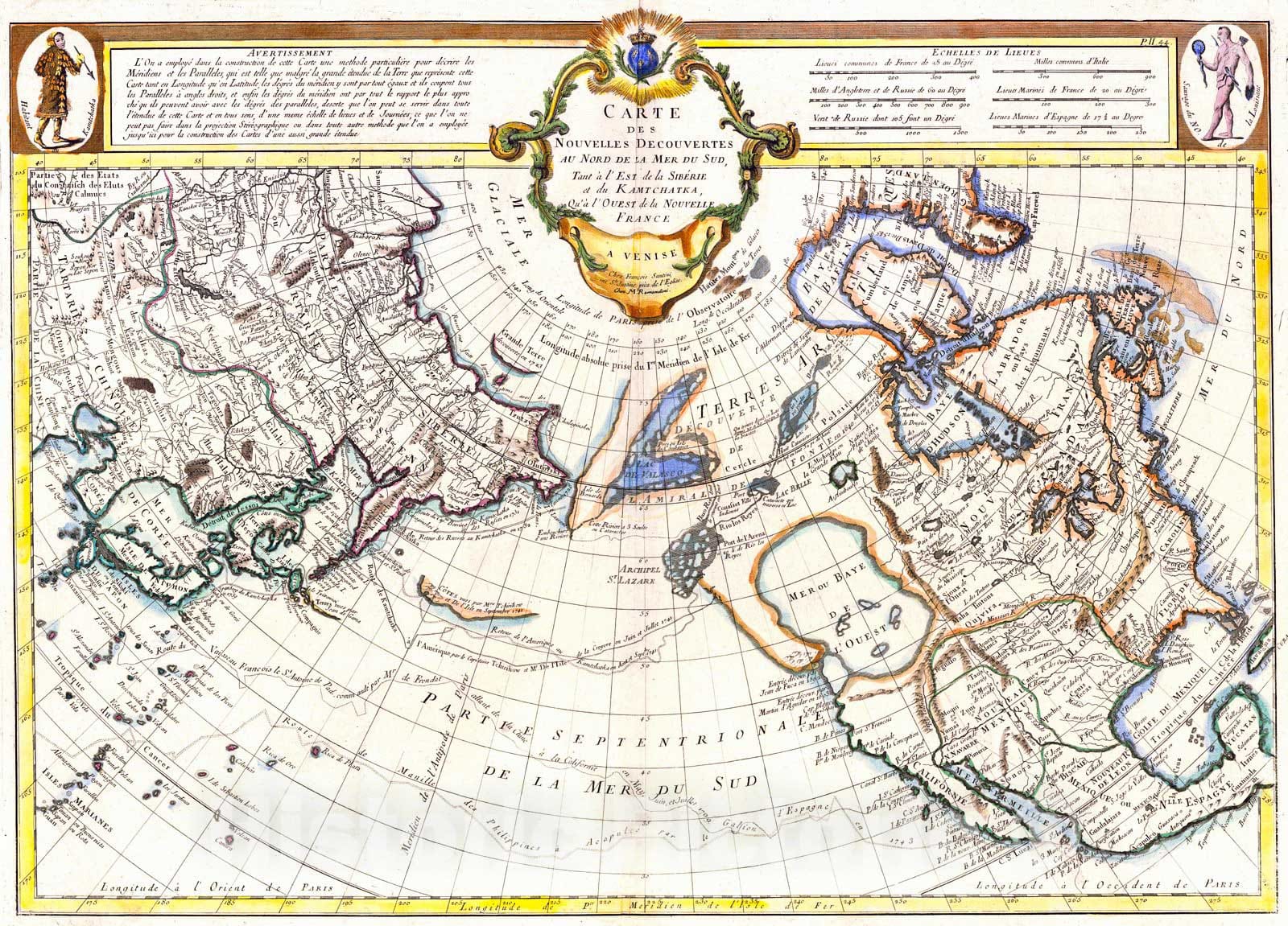 Historic Map : 1776 Carte des Nouvelles Decouvertes au Nord de la Mer de Sud : Vintage Wall Art