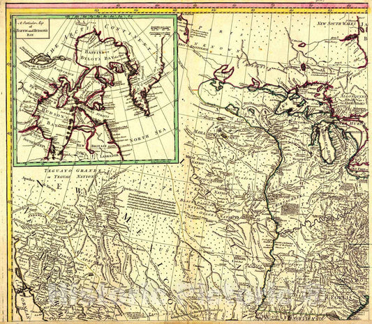 Historic Map : 1776 An Accurate Map of North America [Western half of Northern section] : Vintage Wall Art