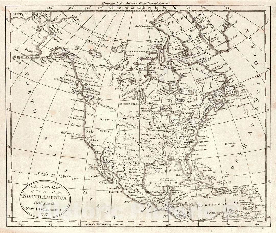 Historic Map : 1797 A New Map of North America Showing All the New Discoveries : Vintage Wall Art