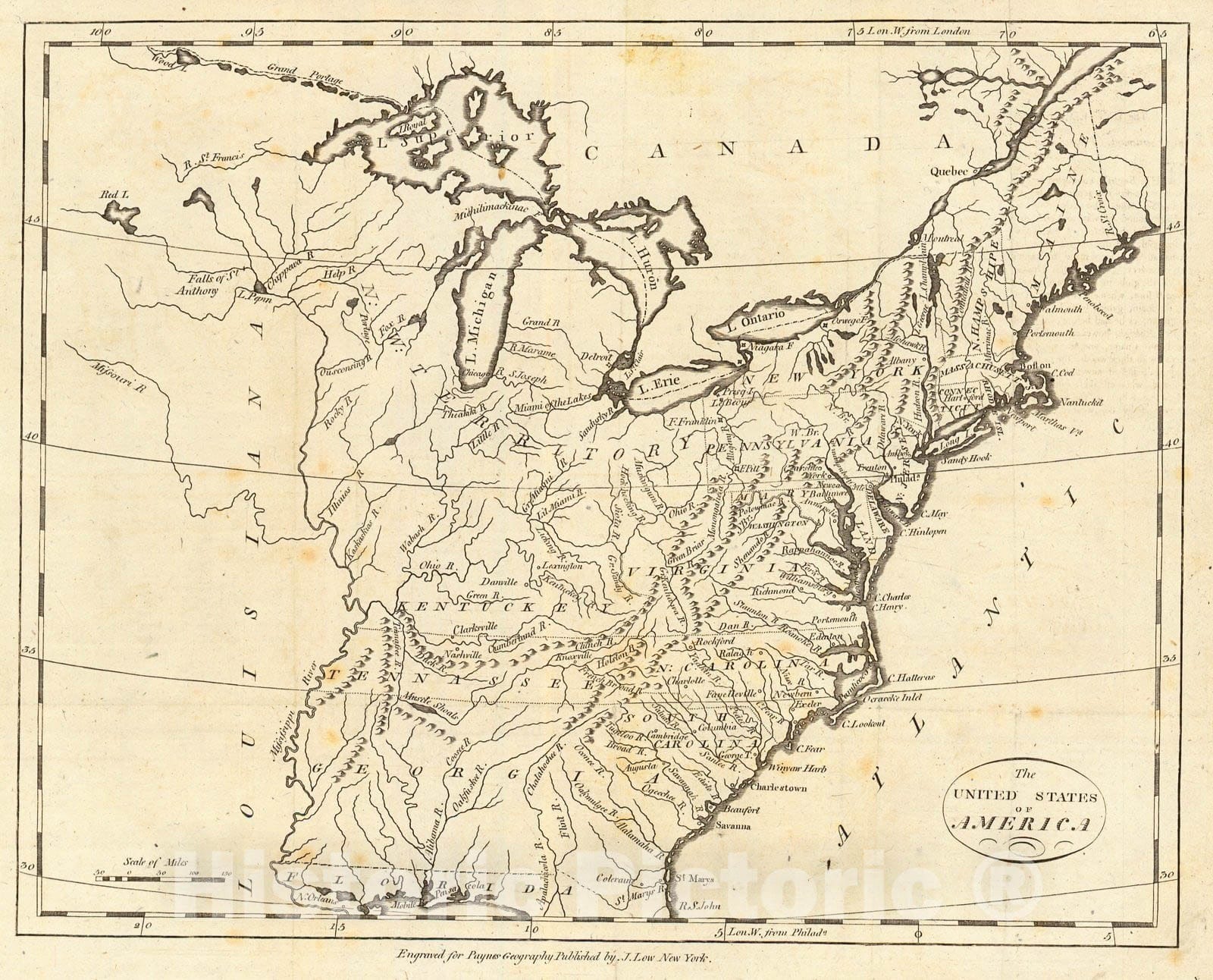 Historic Map : 1799 The United States of America : Vintage Wall Art
