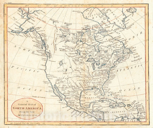Historic Map : 1803 A General Map of North America From the Best Authorities : Vintage Wall Art