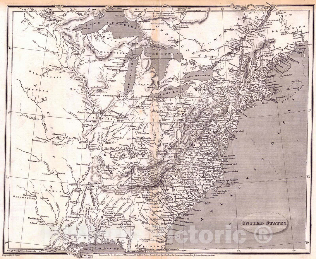 Historic Map : 1805 United States : Vintage Wall Art
