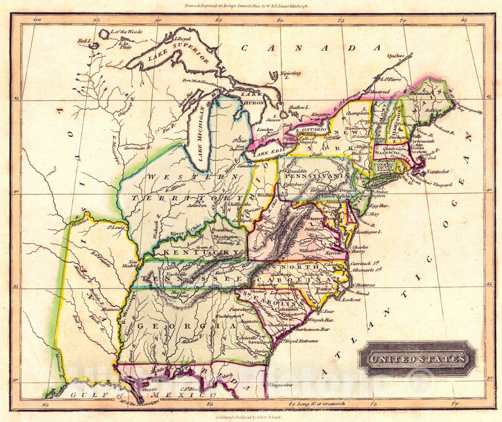 Historic Map : 1806 United States : Vintage Wall Art