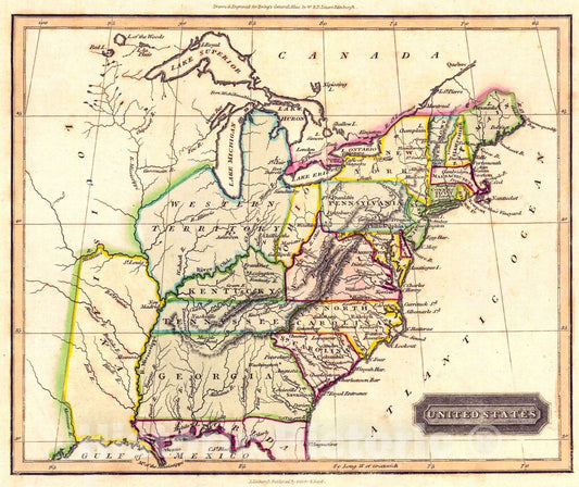Historic Map : 1806 United States : Vintage Wall Art