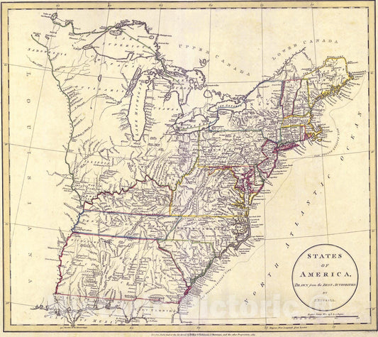 Historic Map : 1811 States of America : Vintage Wall Art
