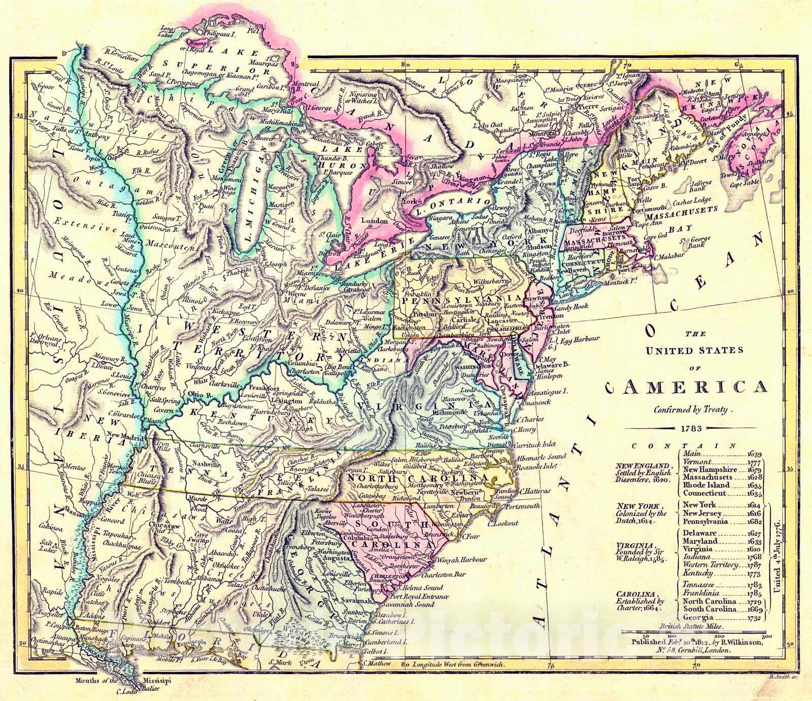 Historic Map : 1812 The United States of America : Vintage Wall Art