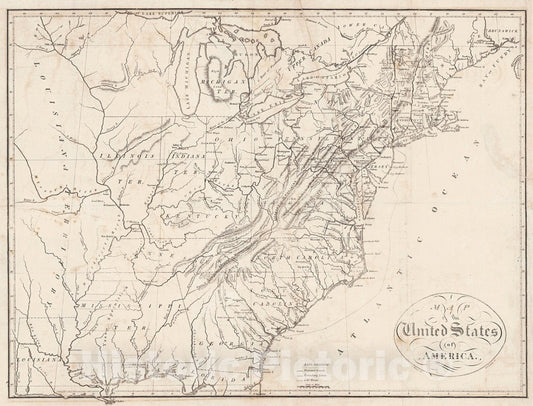 Historic Map : 1812 Map of the United States of American : Vintage Wall Art