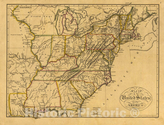 Historic Map : 1814 Map of the United States of America : Vintage Wall Art