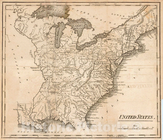 Historic Map : 1814 United States : Vintage Wall Art