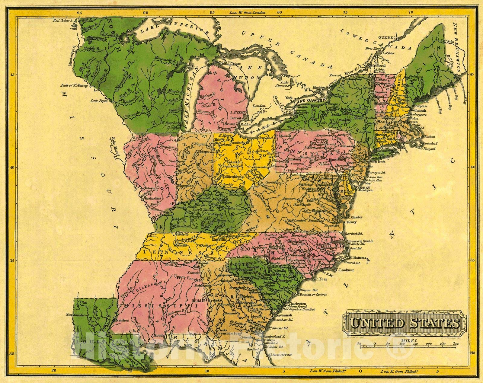 Historic Map : 1817 United States : Vintage Wall Art