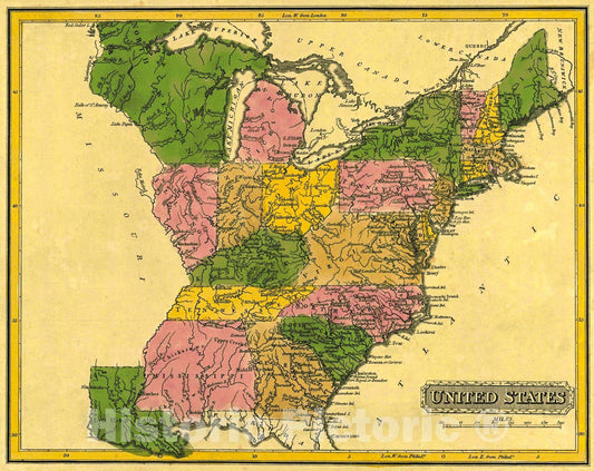 Historic Map : 1817 United States : Vintage Wall Art