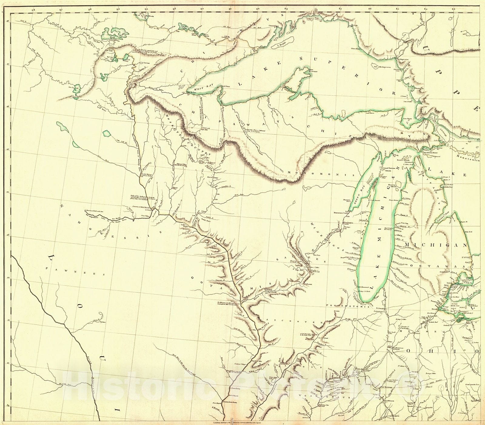 Historic Map : 1817 Map of the United States of America : Vintage Wall Art