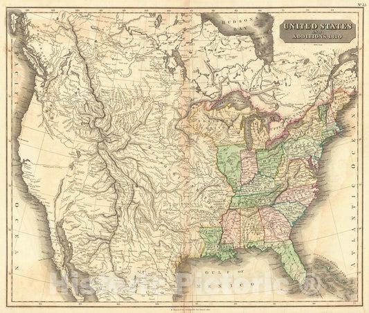 Historic Map : 1820 United States and Additions : Vintage Wall Art
