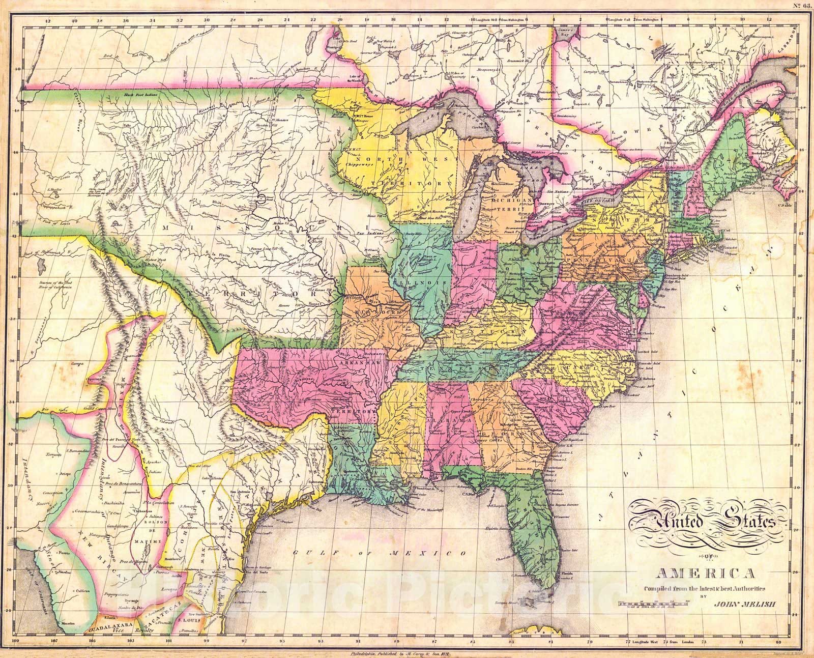 Historic Map : 1821 United States of America : Vintage Wall Art