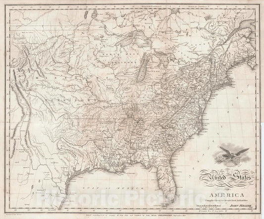 Historic Map : 1822 United States of America : Vintage Wall Art