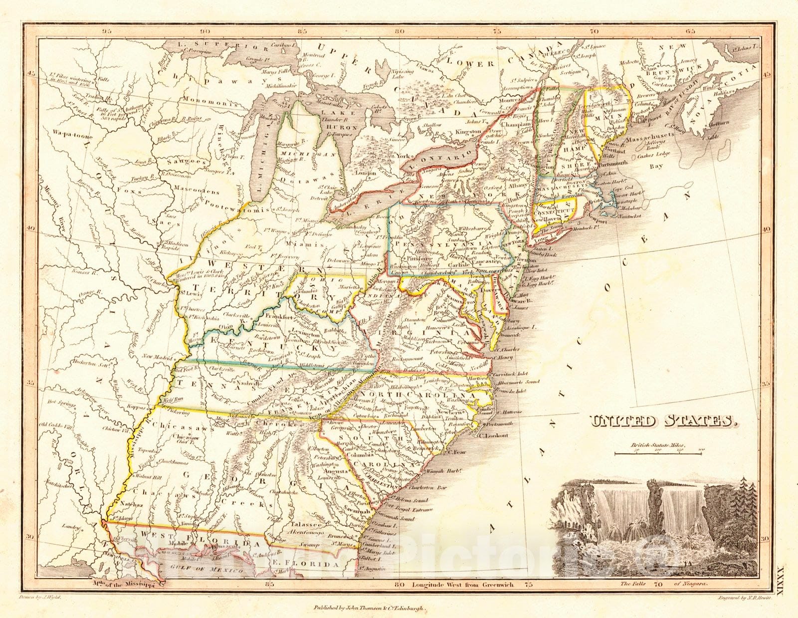 Historic Map : 1824 United States : Vintage Wall Art