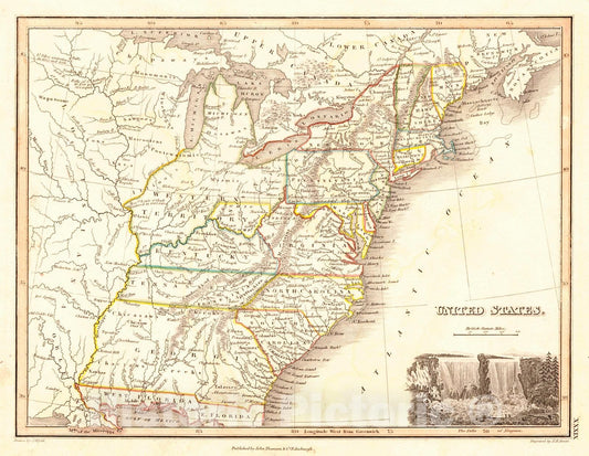 Historic Map : 1824 United States : Vintage Wall Art