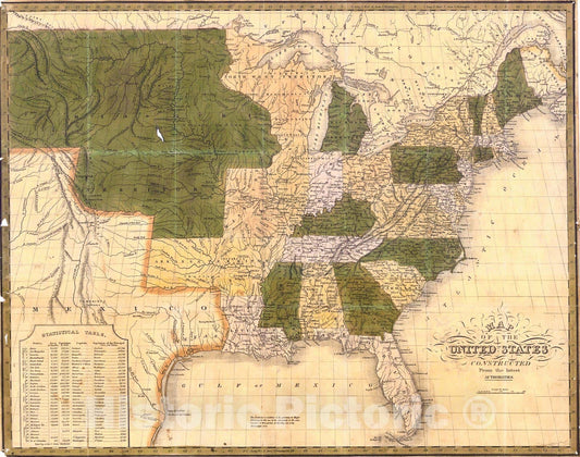 Historic Map : 1827 Map of the United States : Vintage Wall Art