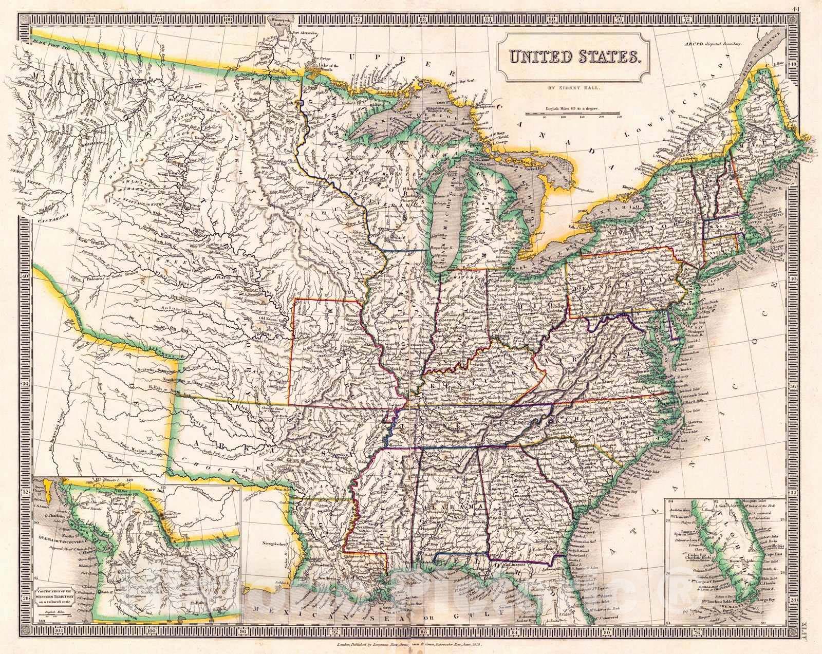 Historic Map : 1828 United States : Vintage Wall Art