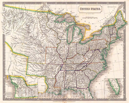 Historic Map : 1828 United States : Vintage Wall Art