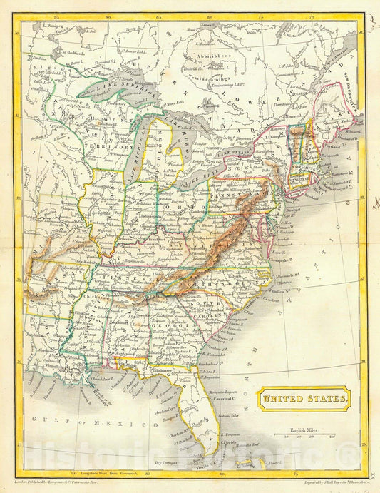 Historic Map : 1830 United States : Vintage Wall Art
