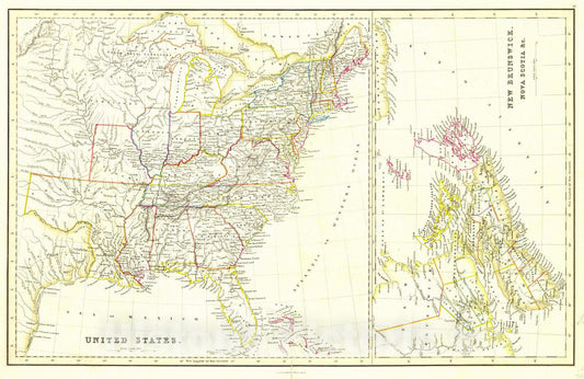 Historic Map : 1830 United States. - New Brunswick, Nova Scotia : Vintage Wall Art