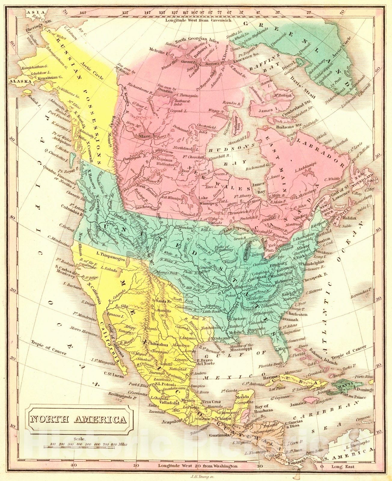 Historic Map : 1830 North America : Vintage Wall Art