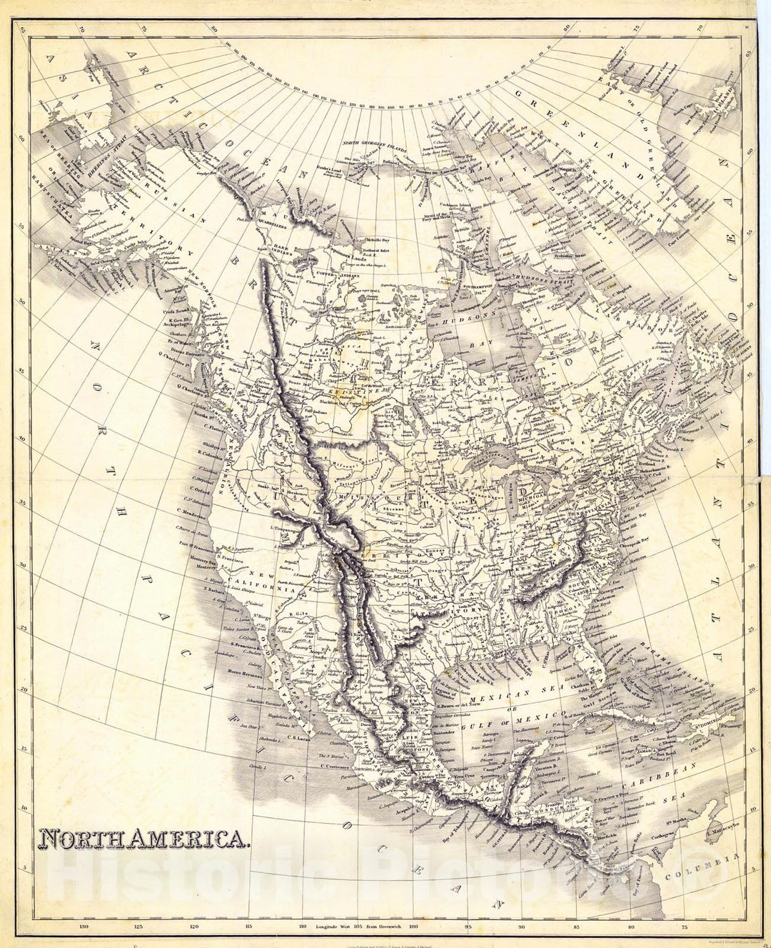 Historic Map : 1832 North America : Vintage Wall Art