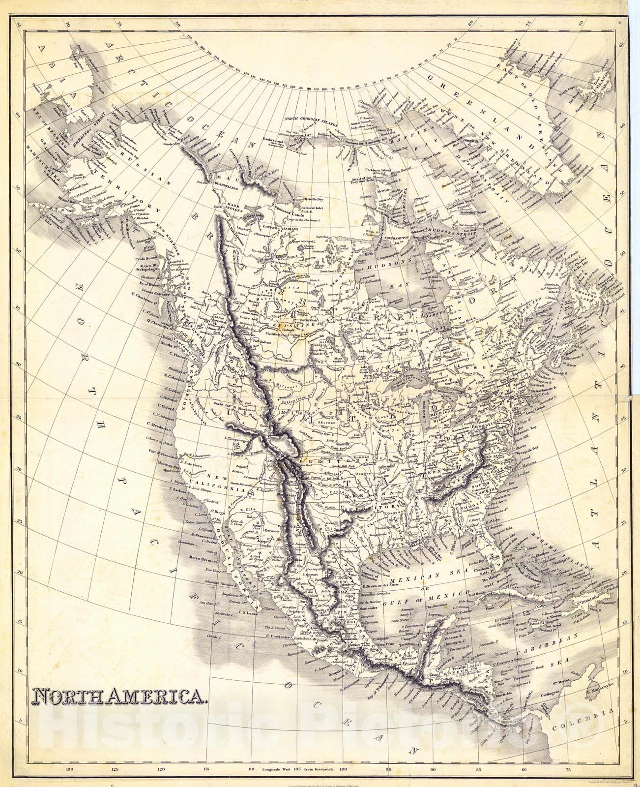 Historic Map : 1832 North America : Vintage Wall Art
