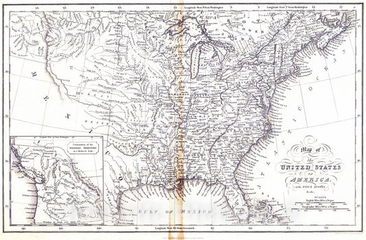 Historic Map : 1832 Map of the United States of America : Vintage Wall Art