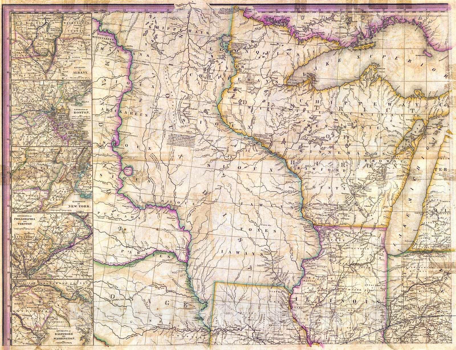 Historic Map : 1832 United States of America : Vintage Wall Art