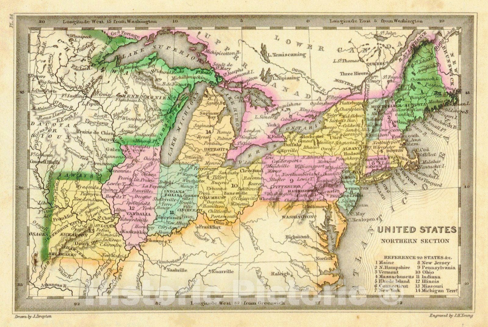 Historic Map : 1832 United States Northern Section : Vintage Wall Art