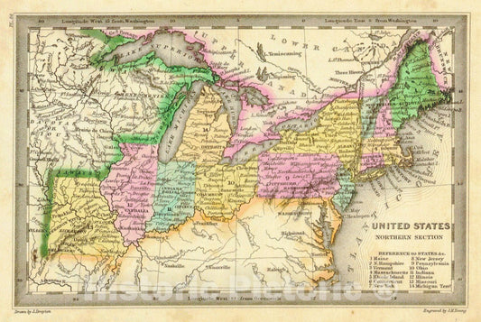 Historic Map : 1832 United States Northern Section : Vintage Wall Art