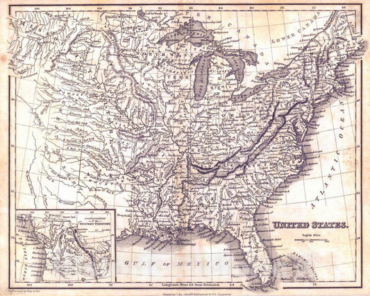 Historic Map : 1833 United States : Vintage Wall Art