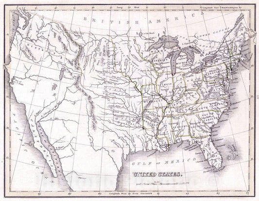 Historic Map : 1835 United States : Vintage Wall Art
