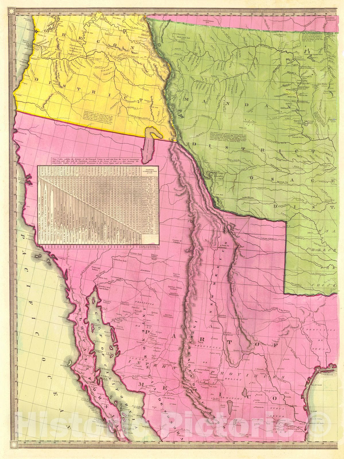 Historic Map : 1835 Map of the United States of America : Vintage Wall Art
