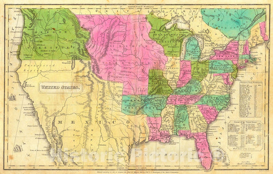 Historic Map : 1836 United States : Vintage Wall Art