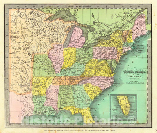 Historic Map : 1837 United States : Vintage Wall Art