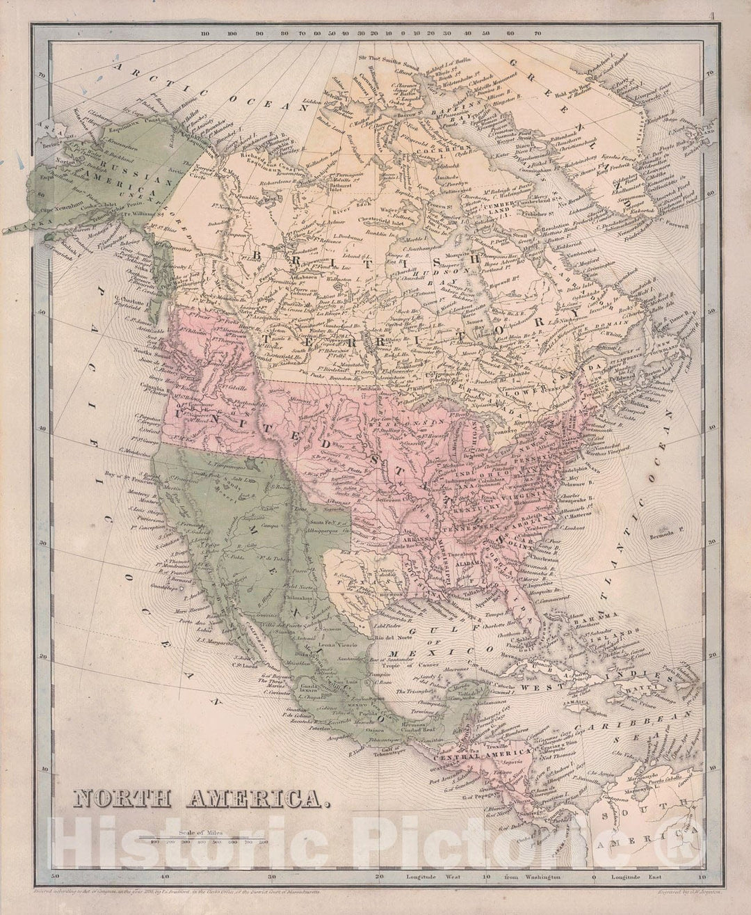 Historic Map : 1838 North America : Vintage Wall Art