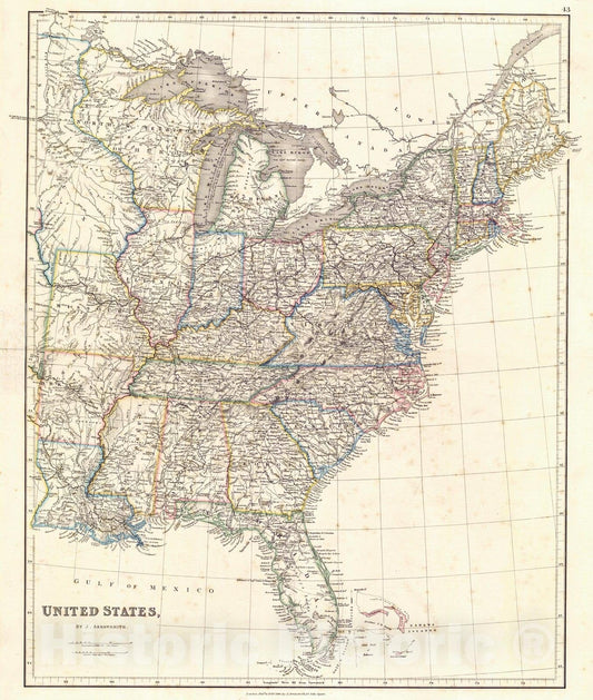 Historic Map : 1840 United States : Vintage Wall Art