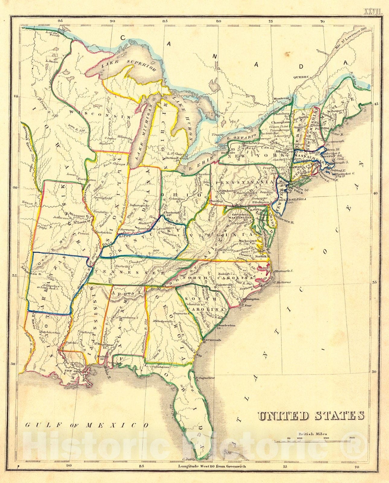Historic Map : 1842 United States : Vintage Wall Art