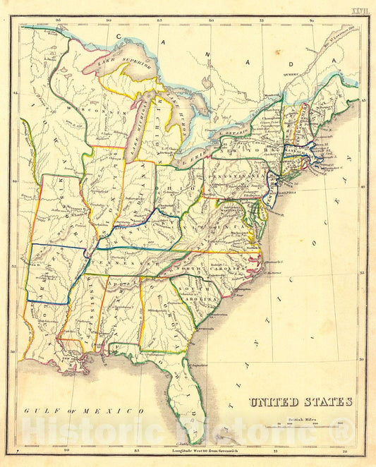 Historic Map : 1842 United States : Vintage Wall Art