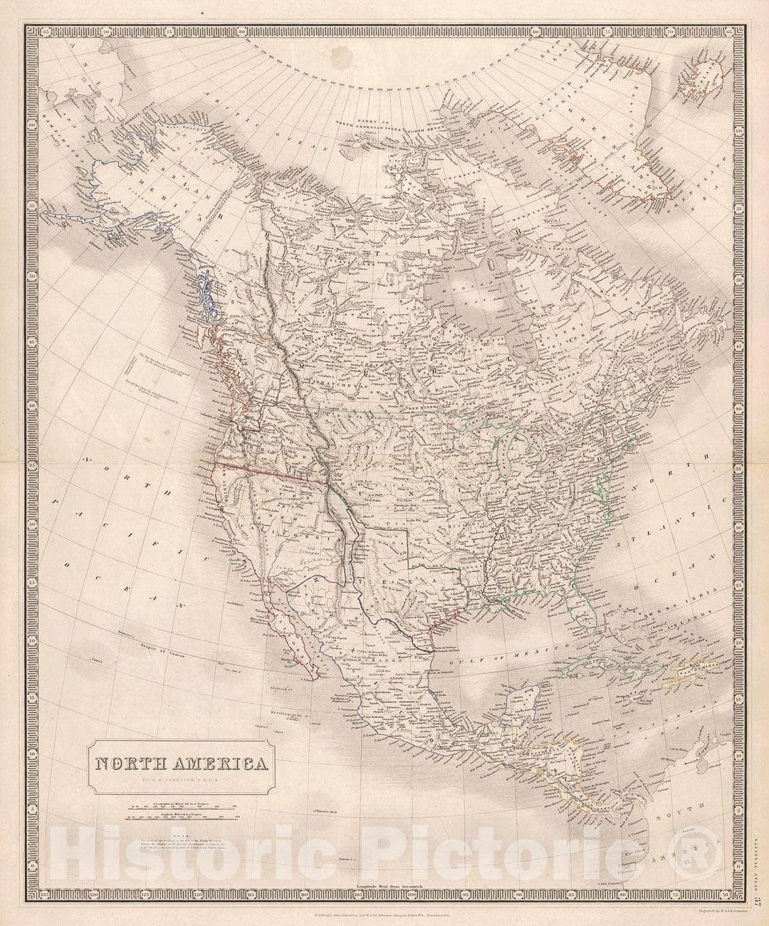 Historic Map : 1842 North America : Vintage Wall Art
