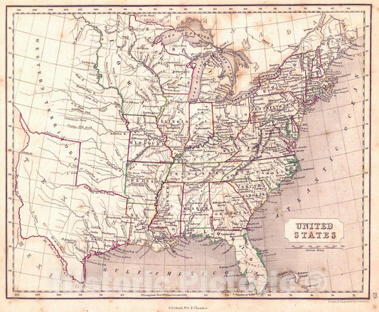 Historic Map : 1846 United States : Vintage Wall Art