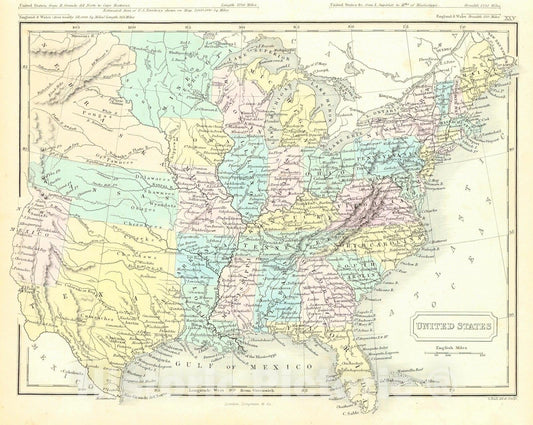 Historic Map : 1850 United States : Vintage Wall Art