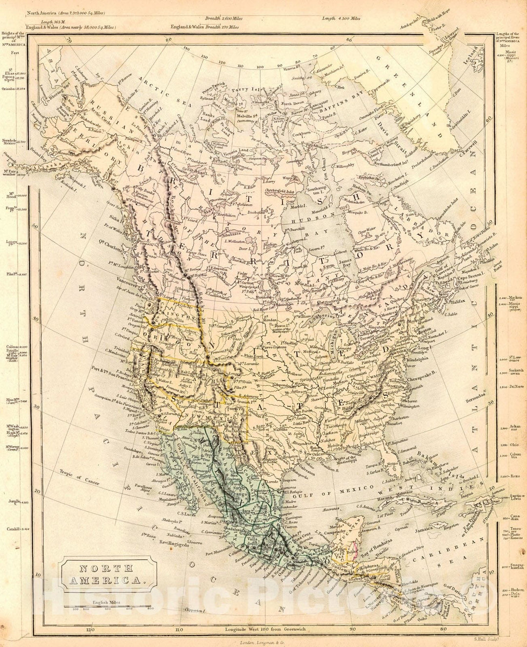 Historic Map : 1850 North America : Vintage Wall Art