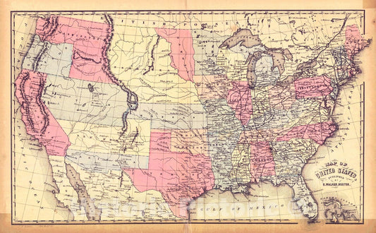 Historic Map : 1854 Map of the United States : Vintage Wall Art